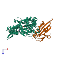 PDB entry 1d4x coloured by chain, top view.