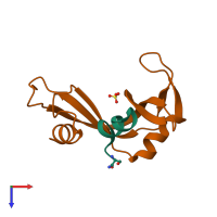 PDB entry 1d5d coloured by chain, top view.