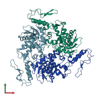 PDB entry 1d5f coloured by chain, front view.