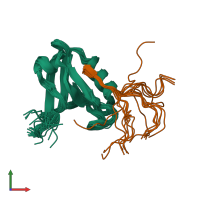 PDB entry 1d5g coloured by chain, ensemble of 20 models, front view.