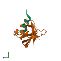 PDB entry 1d5h coloured by chain, side view.