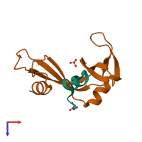 PDB entry 1d5h coloured by chain, top view.