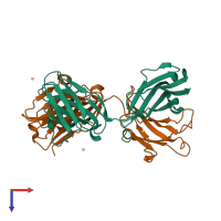 PDB entry 1d5i coloured by chain, top view.