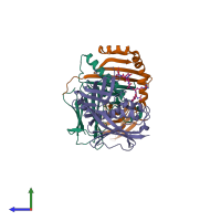 PDB entry 1d5z coloured by chain, side view.