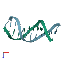 PDB entry 1d65 coloured by chain, top view.