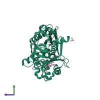 PDB entry 1d6h coloured by chain, side view.