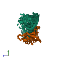 PDB entry 1d6k coloured by chain, ensemble of 20 models, side view.