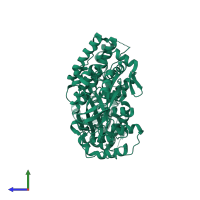 Monomeric assembly 1 of PDB entry 1d6m coloured by chemically distinct molecules, side view.