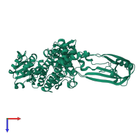 Monomeric assembly 1 of PDB entry 1d6m coloured by chemically distinct molecules, top view.