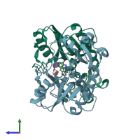PDB entry 1d6n coloured by chain, side view.