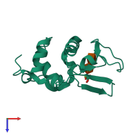 PDB entry 1d6p coloured by chain, top view.