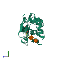 PDB entry 1d6q coloured by chain, side view.