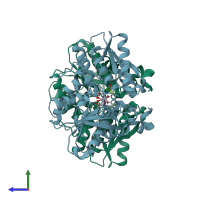 PDB entry 1d6s coloured by chain, side view.