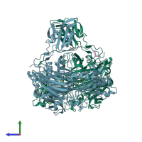 PDB entry 1d6u coloured by chain, side view.