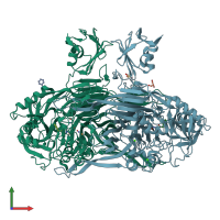 PDB entry 1d6y coloured by chain, front view.