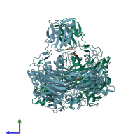 PDB entry 1d6y coloured by chain, side view.