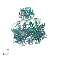PDB entry 1d6z coloured by chain, side view.