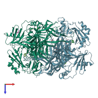PDB entry 1d6z coloured by chain, top view.