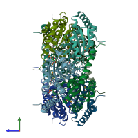 PDB entry 1d7a coloured by chain, side view.