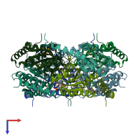 PDB entry 1d7a coloured by chain, top view.