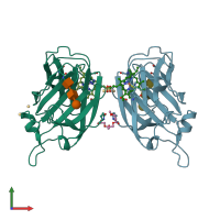 PDB entry 1d7c coloured by chain, front view.