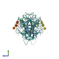 PDB entry 1d7c coloured by chain, side view.
