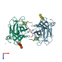 PDB entry 1d7c coloured by chain, top view.