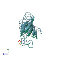 PDB entry 1d7i coloured by chain, side view.