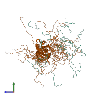 PDB entry 1d7q coloured by chain, ensemble of 20 models, side view.