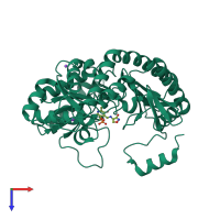 PDB entry 1d7s coloured by chain, top view.