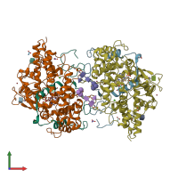 PDB entry 1d7w coloured by chain, front view.