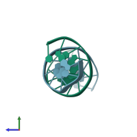 PDB entry 1d80 coloured by chain, side view.