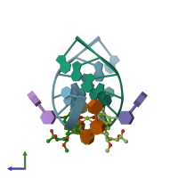 PDB entry 1d83 coloured by chain, side view.