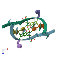 PDB entry 1d83 coloured by chain, top view.