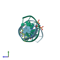 PDB entry 1d85 coloured by chain, side view.