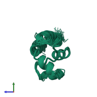 PDB entry 1d8b coloured by chain, ensemble of 15 models, side view.