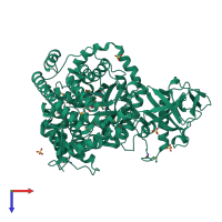 Monomeric assembly 1 of PDB entry 1d8c coloured by chemically distinct molecules, top view.