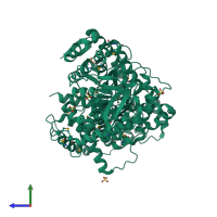 PDB entry 1d8c coloured by chain, side view.
