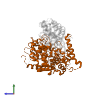 Protein farnesyltransferase subunit beta in PDB entry 1d8d, assembly 1, side view.