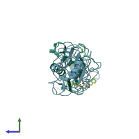 PDB entry 1d8f coloured by chain, side view.