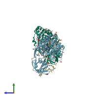 PDB entry 1d8t coloured by chain, side view.