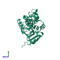 PDB entry 1d8v coloured by chain, side view.