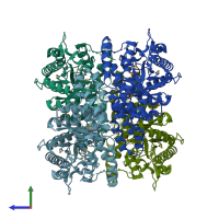 PDB entry 1d8w coloured by chain, side view.