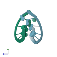 PDB entry 1d91 coloured by chain, side view.