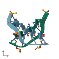 PDB entry 1d97 coloured by chain, front view.