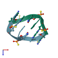 PDB entry 1d97 coloured by chain, top view.