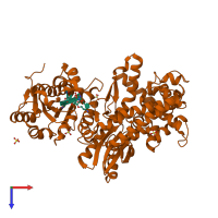 PDB entry 1d9f coloured by chain, top view.