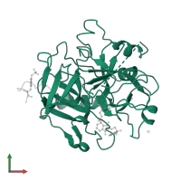 Thrombin heavy chain in PDB entry 1d9i, assembly 1, front view.