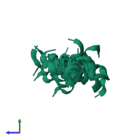 PDB entry 1d9j coloured by chain, ensemble of 20 models, side view.