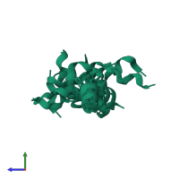 PDB entry 1d9m coloured by chain, ensemble of 20 models, side view.